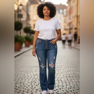 Women's  Judy Blue Distressed  Jeans 20w flare button